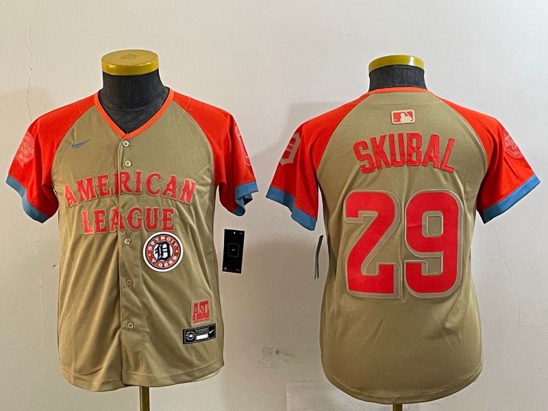 Youth Detroit Tigers 29 Skubal Brown All star 2024 Nike MLB Jersey style 4